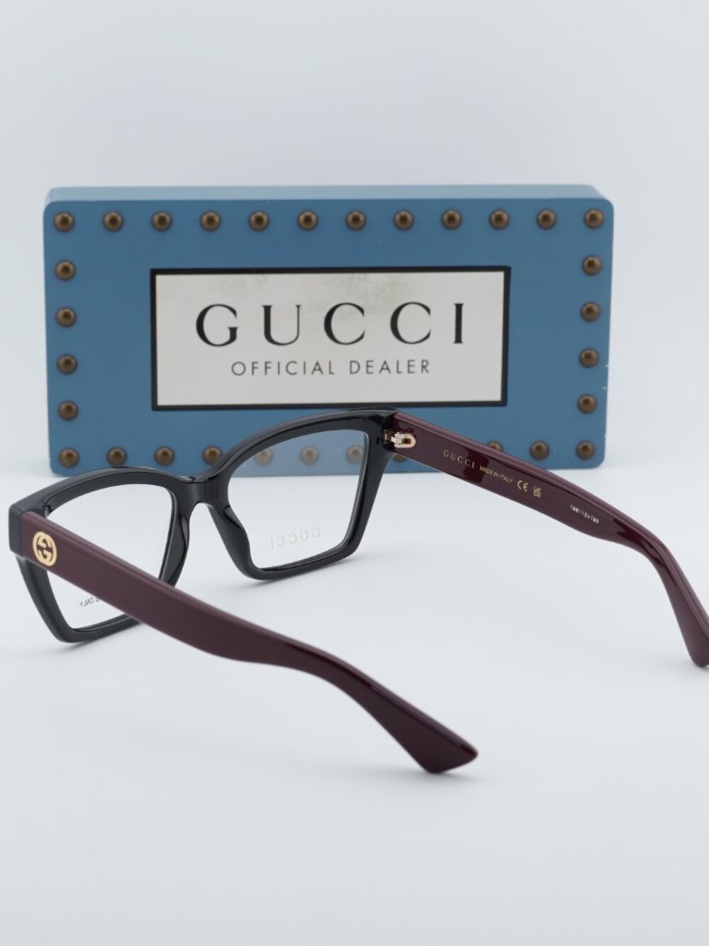 Gucci GG1715O 011 Cat Eye Eyeglasses – Black/Red 55mm - Picture 10 of 11